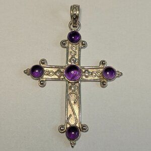 Pendant Amethyst Cabachon "Crux Gemmata" 925